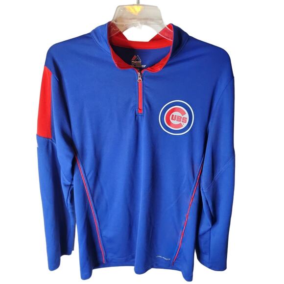 Majestic Chicago Cubs Quarter Zip Pullover, NWOT, Medium - Picture 1 of 6